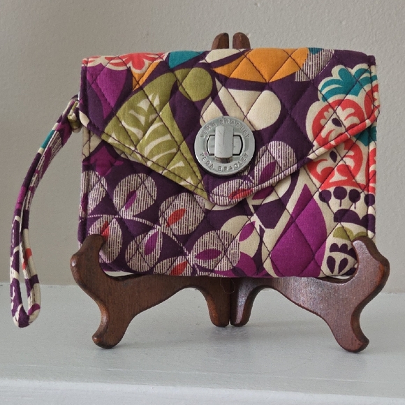 Vera Bradley Handbags - Vera Bradley Purple Quilted Floral Wristlet with Turn-Lock